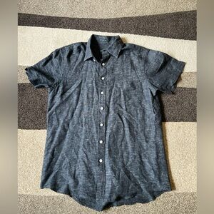 Rodd Gunn Shirt Mens M 100% Linen Heather Gray Short Sleeve Button Front